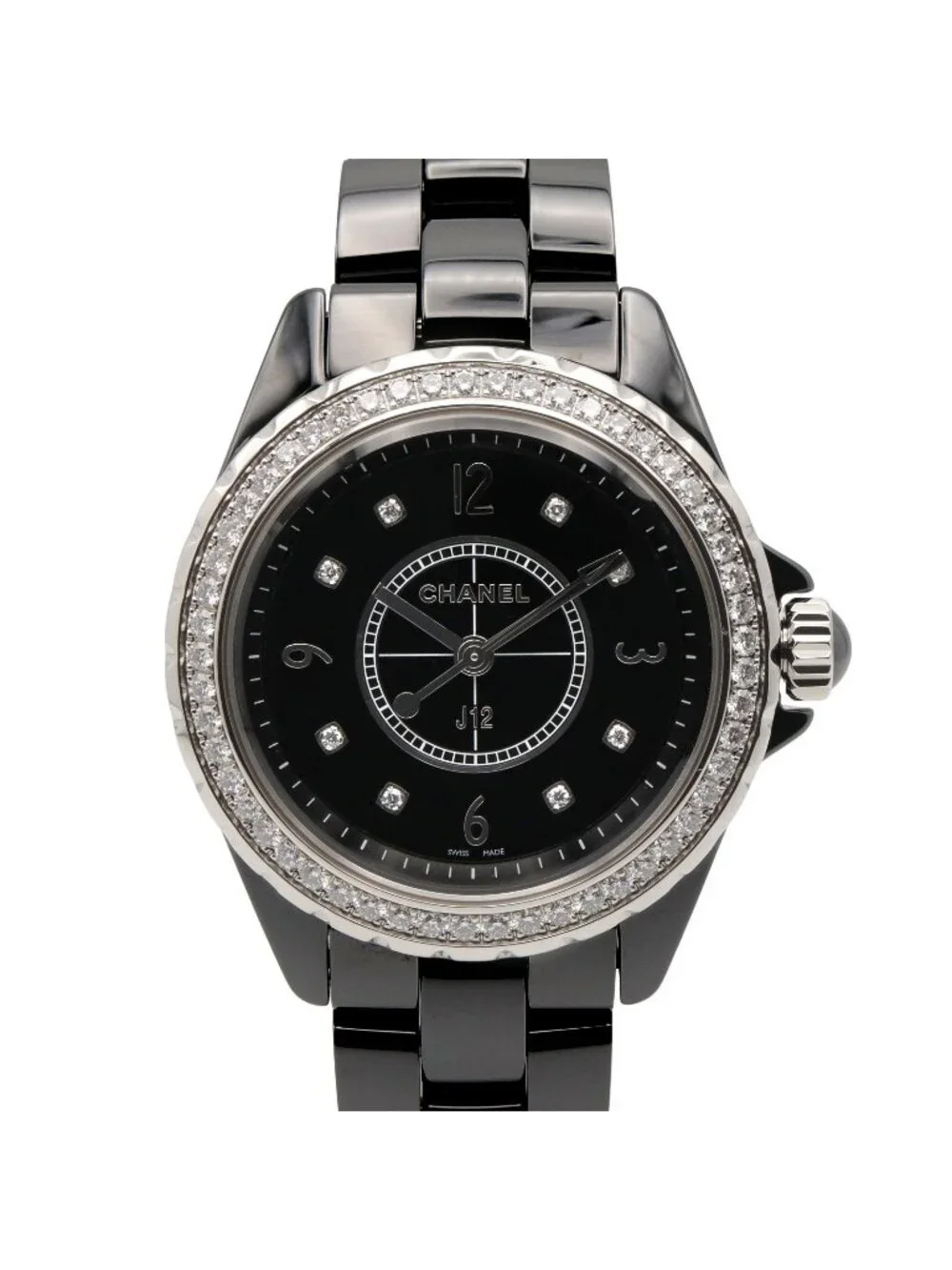 Chanel Watch Diamond Bezel Black Ceramic